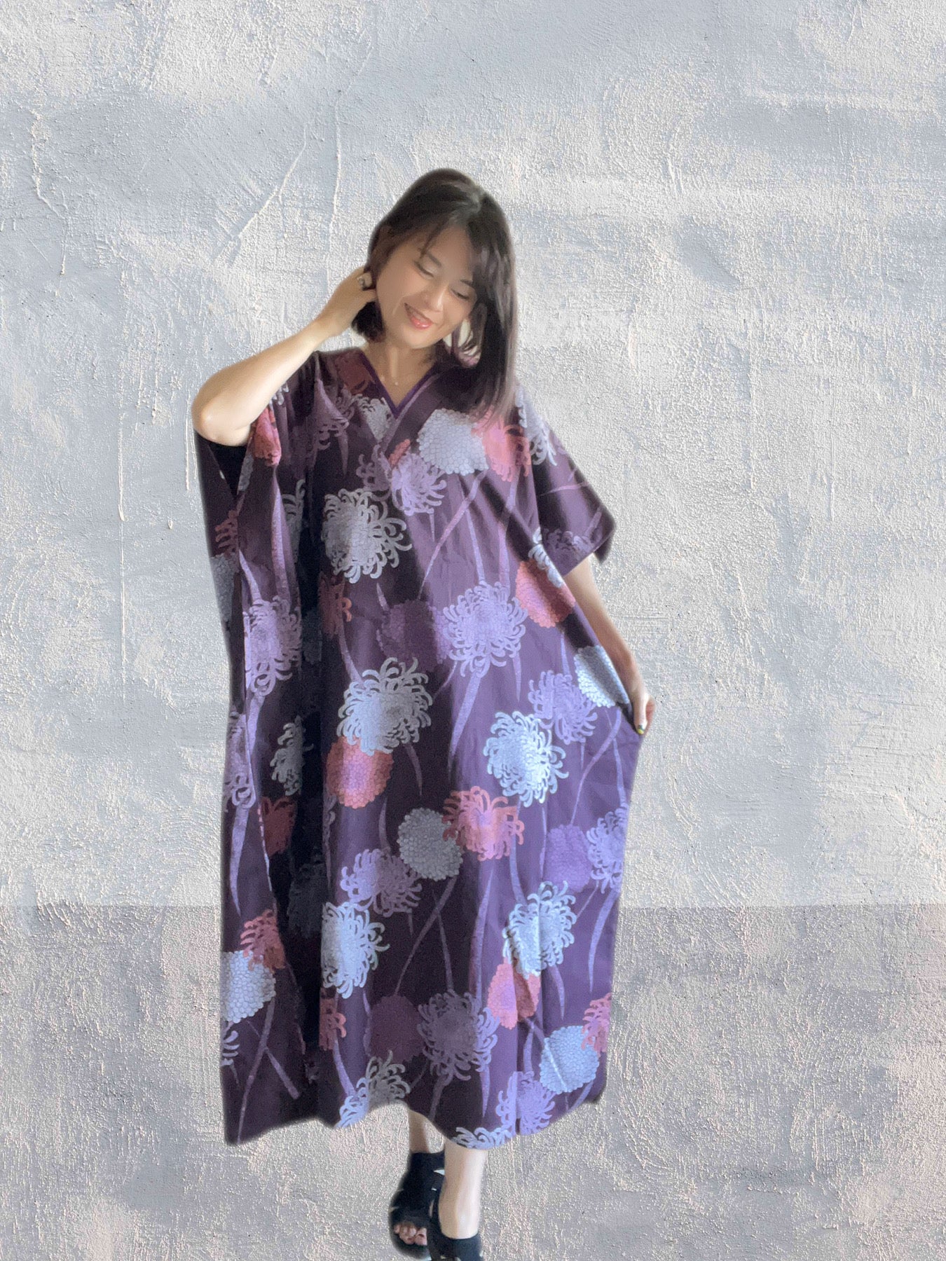 Hikari no Mai - Purple Chrysanthemum Pattern Kimono Dress