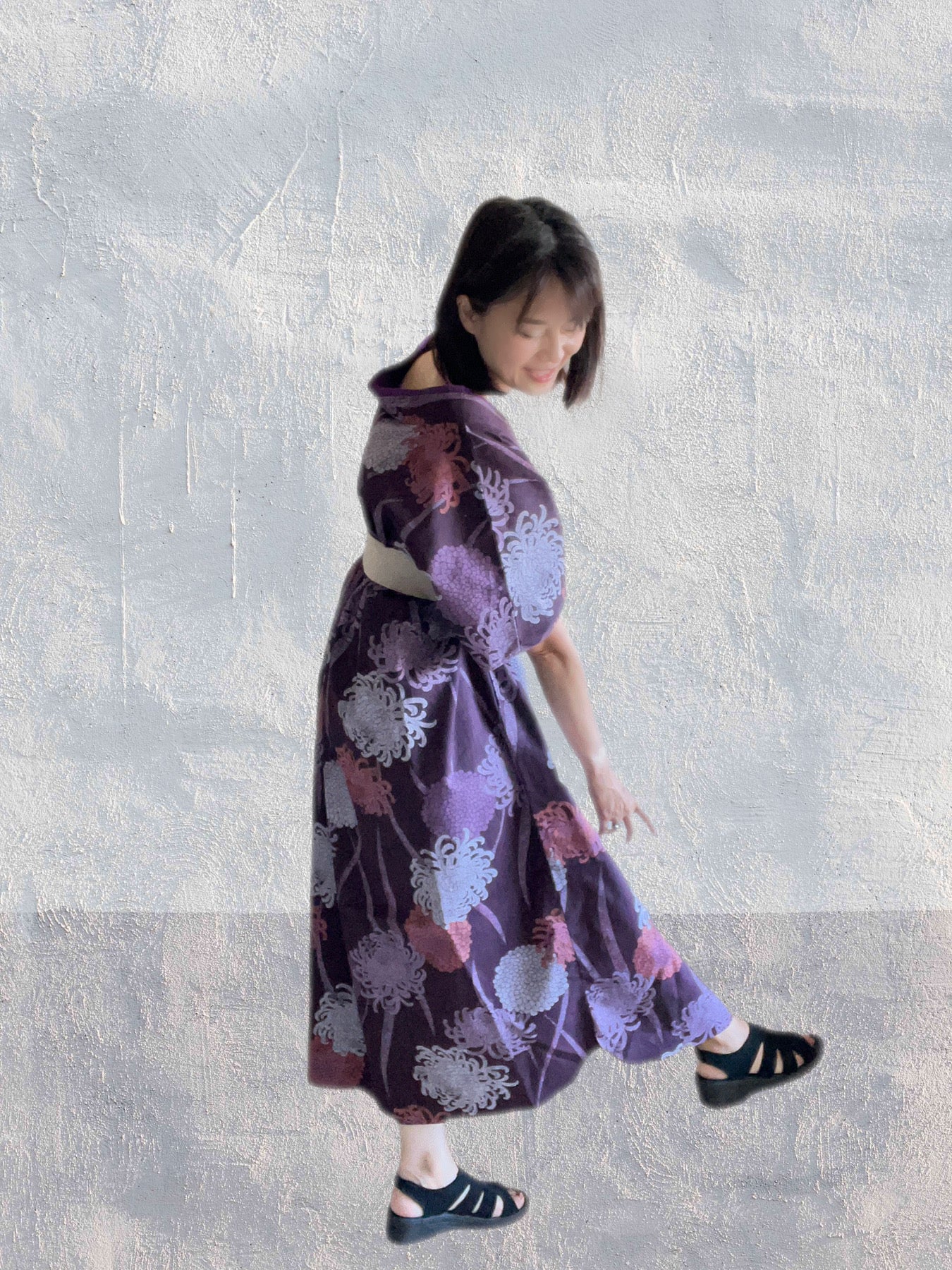 Hikari no Mai - Purple Chrysanthemum Pattern Kimono Dress