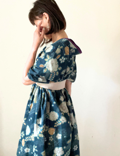 Hikari no Mai - Blue Floral Kimono Dress