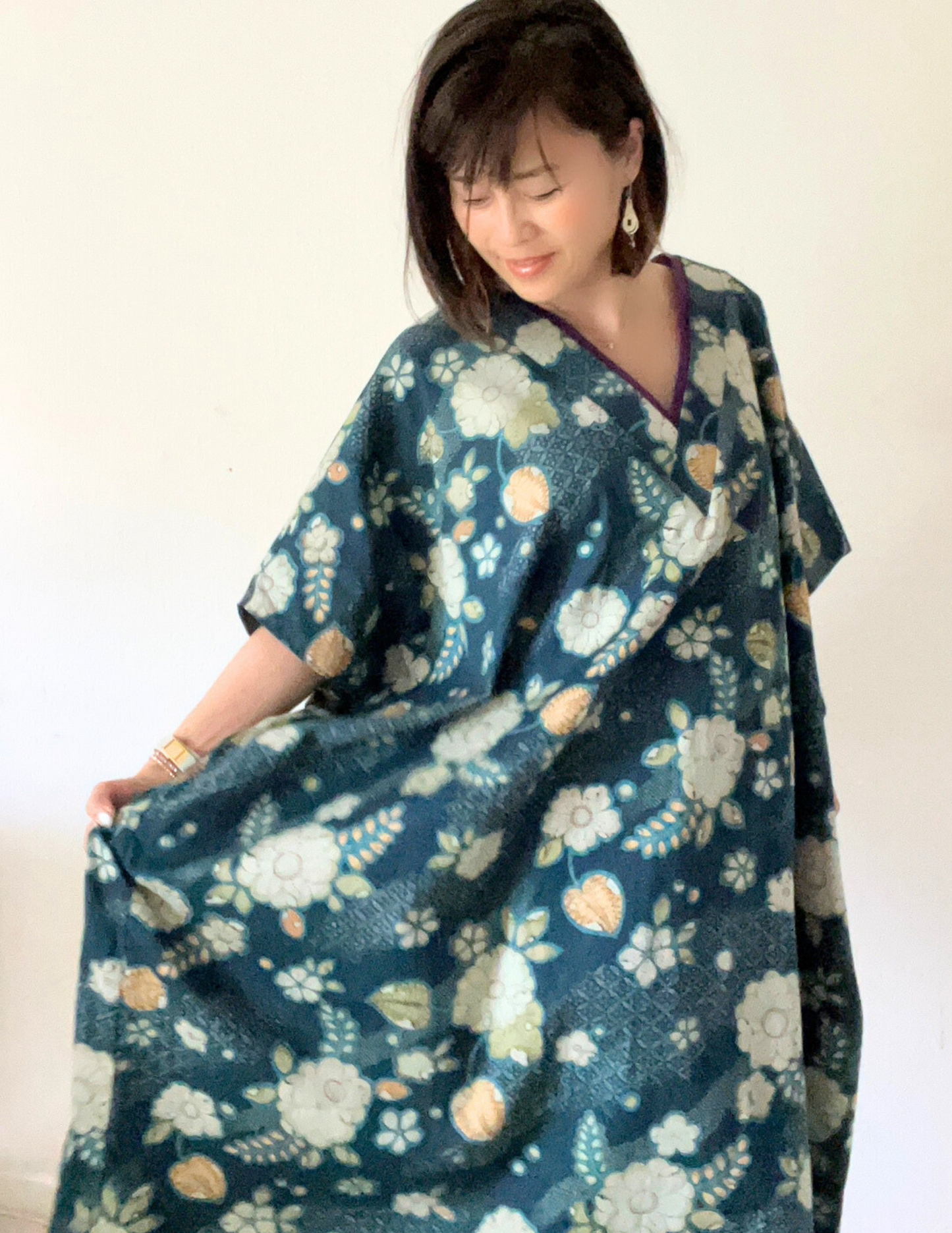 Hikari no Mai - Blue Floral Kimono Dress