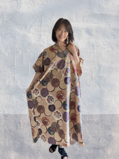 Hikari no Mai - Beige Temari Pattern Kimono Dress