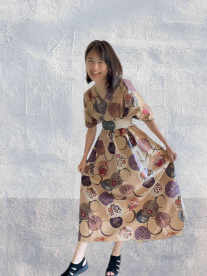 Hikari no Mai - Beige Temari Pattern Kimono Dress