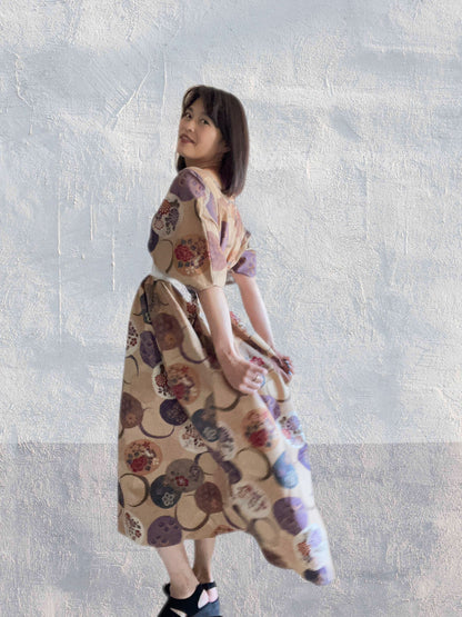 Hikari no Mai - Beige Temari Pattern Kimono Dress