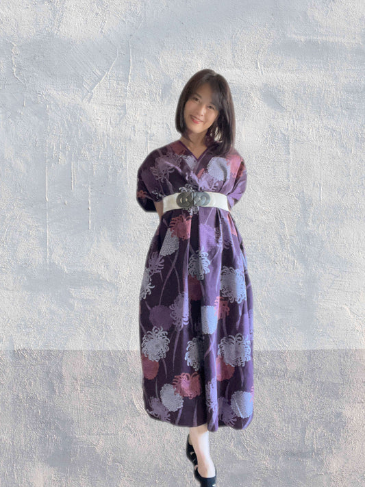 Hikari no Mai - Purple Chrysanthemum Pattern Kimono Dress