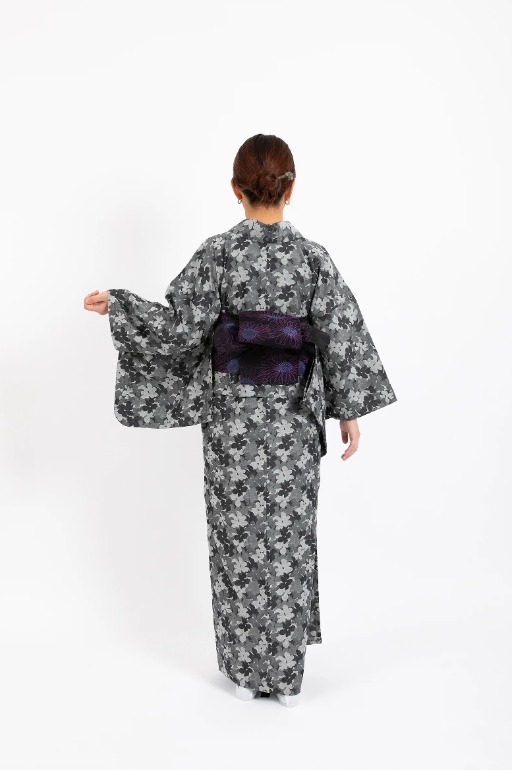 Hanagasane - 花襲 - Gray Floral-Patterned Denim