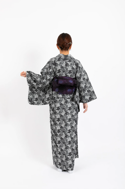 Hanagasane - 花襲 - Gray Floral-Patterned Denim